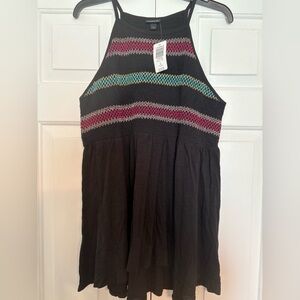 Torrid Black and Green Smocked Sleeveless Tank Top